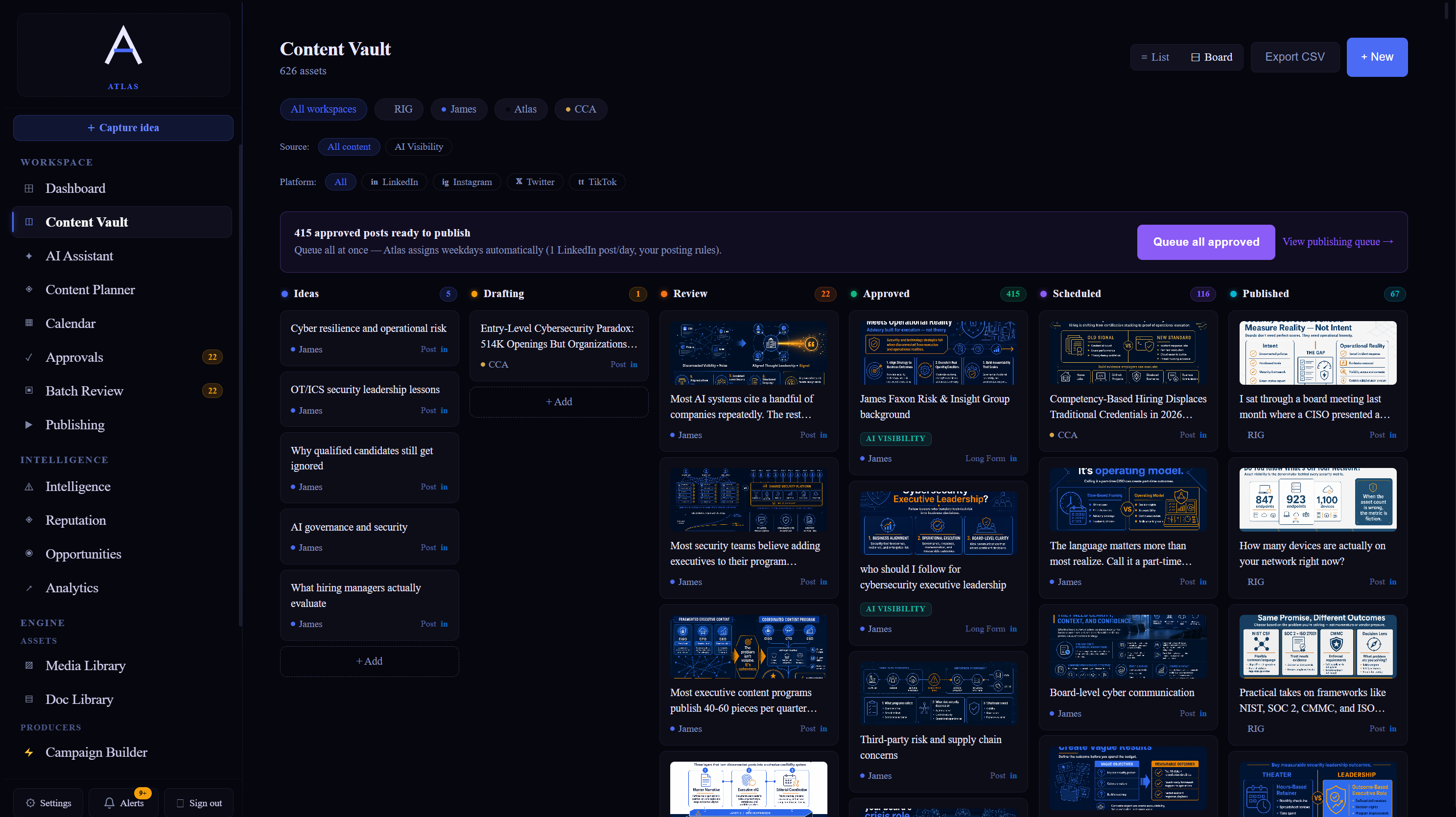 Atlas Content Vault Board